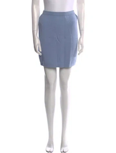 Pre-owned St John Wool Mini Skirt In Blue
