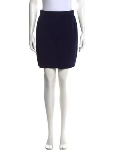 Pre-owned St John Wool Mini Skirt In Blue