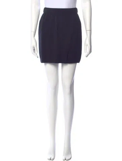 Pre-owned St John Wool Mini Skirt In Blue