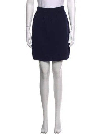 Pre-owned St John Wool Mini Skirt In Blue