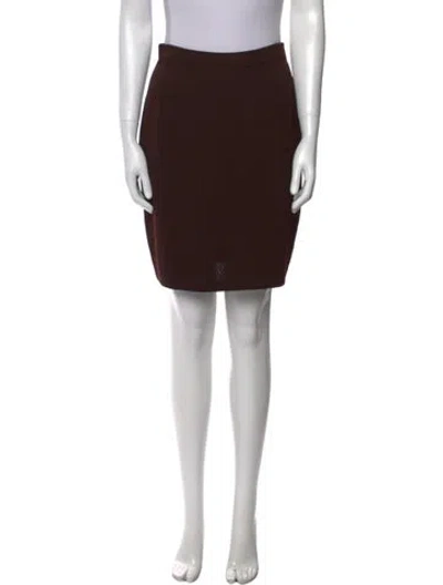 Pre-owned St John Wool Mini Skirt In Brown