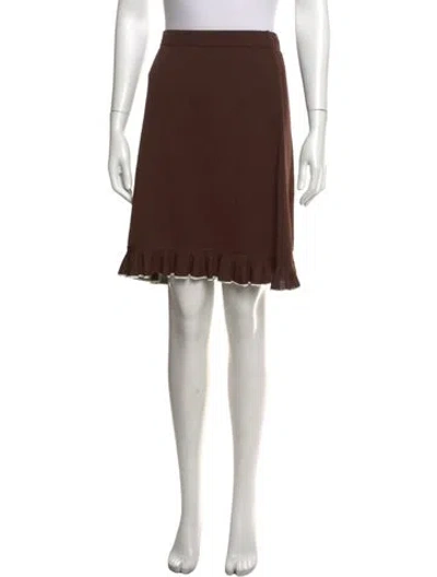 Pre-owned St John Wool Mini Skirt In Brown