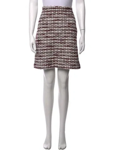 Pre-owned St John Wool Mini Skirt In Burgundy