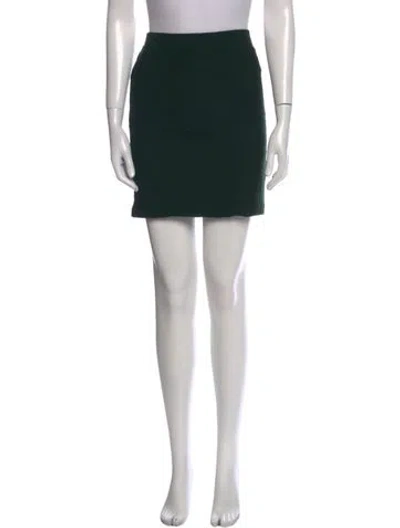 Pre-owned St John Wool Mini Skirt In Green