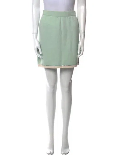 Pre-owned St John Wool Mini Skirt In Green