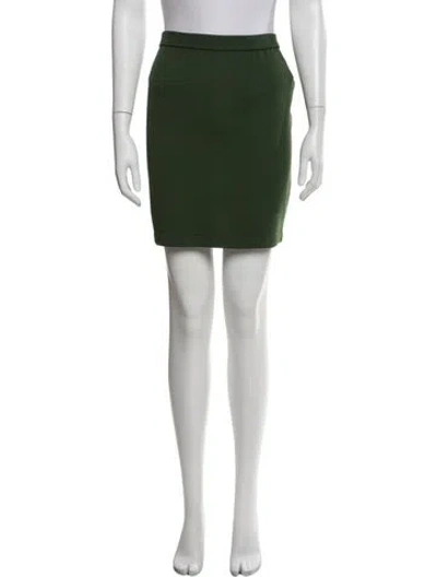 Pre-owned St John Wool Mini Skirt In Green