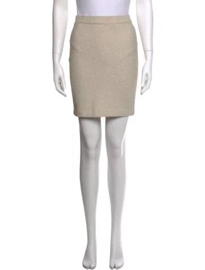 Pre-owned St John Wool Mini Skirt In Metallic/neutrals