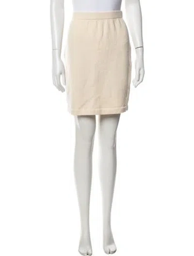Pre-owned St John Wool Mini Skirt In Neutrals