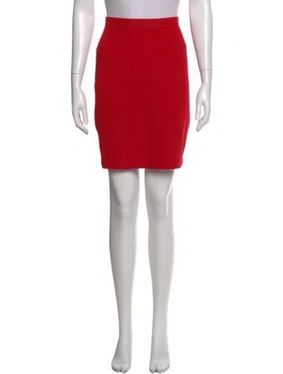 Pre-owned St John Wool Mini Skirt In Red