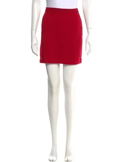 Pre-owned St John Wool Mini Skirt In Red