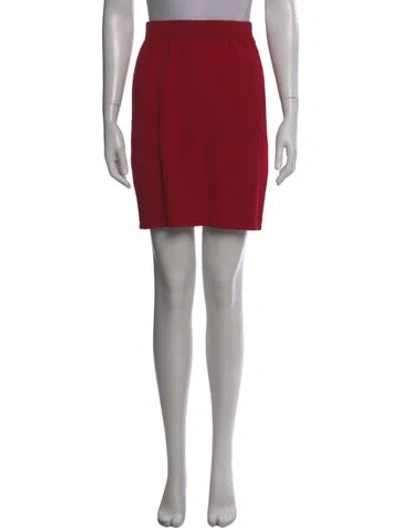Pre-owned St John Wool Mini Skirt In Red