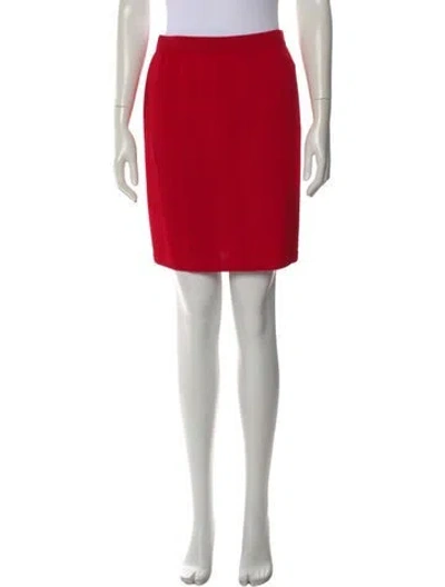 Pre-owned St John Wool Mini Skirt In Red