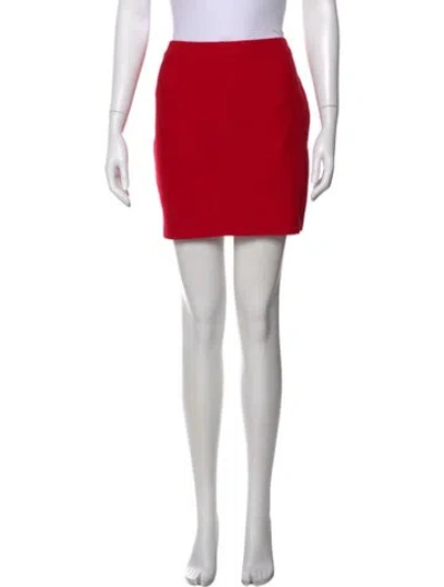 Pre-owned St John Wool Mini Skirt In Red