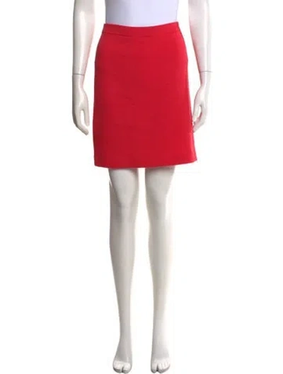 Pre-owned St John Wool Mini Skirt In Red