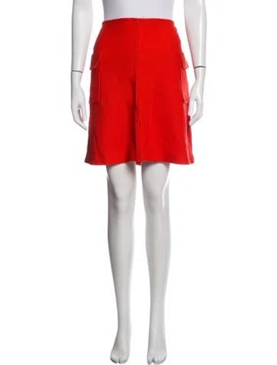 Pre-owned St John Wool Mini Skirt In Red