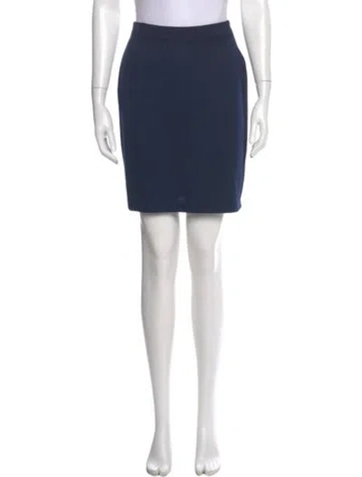 Pre-owned St John Wool Mini Skirt W/ Tags In Blue