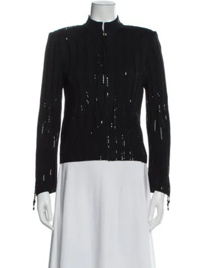 Pre-owned St John Wool Mock Neck Sweater In Black