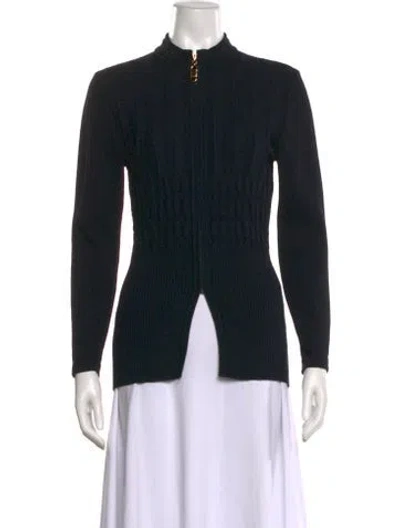 Pre-owned St John Wool Mock Neck Sweater In Black