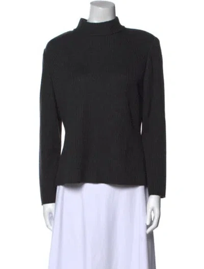 Pre-owned St John Wool Mock Neck Sweater In Black