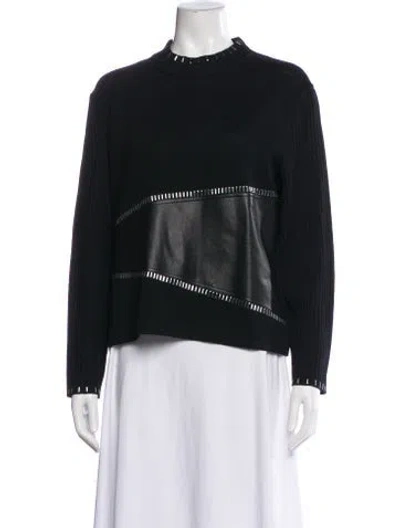 Pre-owned St John Wool Mock Neck Sweater In Black