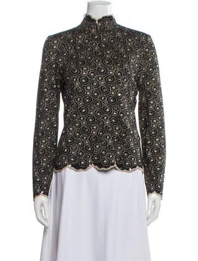 Pre-owned St John Wool Mock Neck Sweater In Black