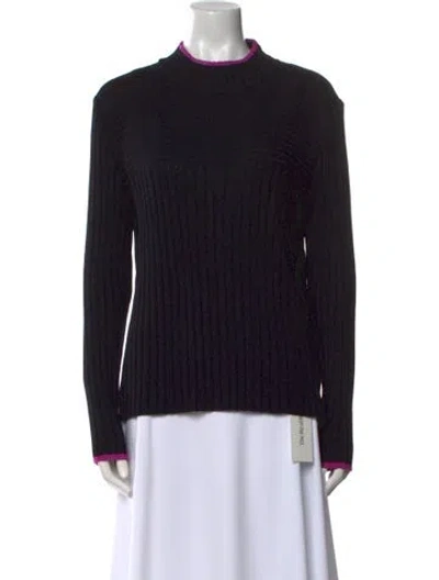 Pre-owned St John Wool Mock Neck Sweater In Black