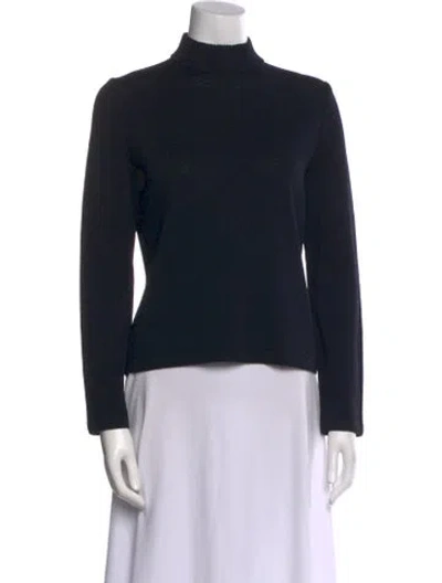 Pre-owned St John Wool Mock Neck Sweater In Black