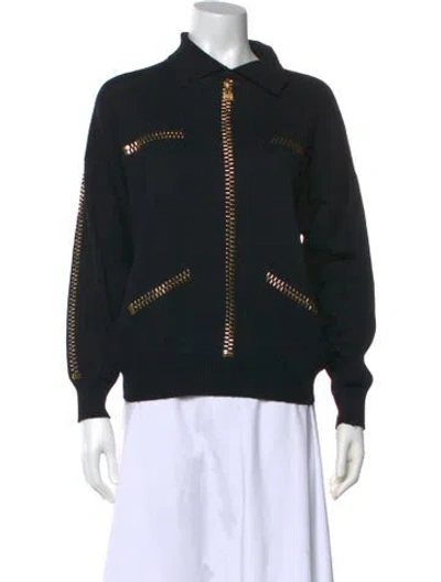 Pre-owned St John Wool Mock Neck Sweater In Black