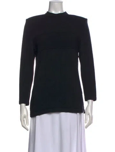 Pre-owned St John Wool Mock Neck Sweater In Black