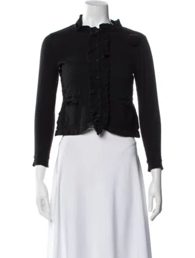 Pre-owned St John Wool Mock Neck Sweater In Black