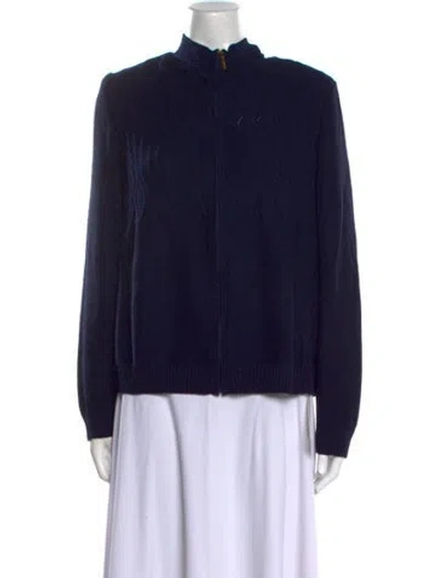 Pre-owned St John Wool Mock Neck Sweater In Black
