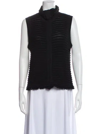 Pre-owned St John Wool Mock Neck Sweater In Black