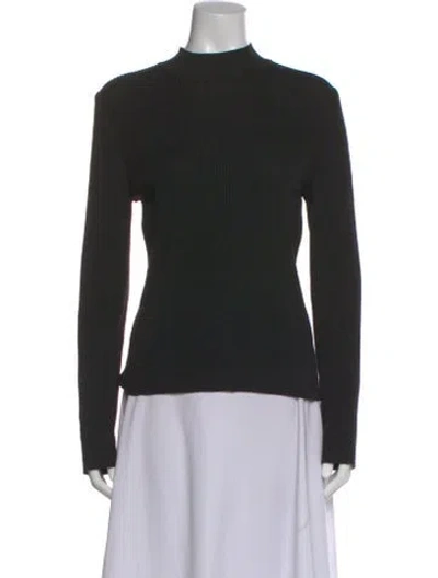 Pre-owned St John Wool Mock Neck Sweater In Black