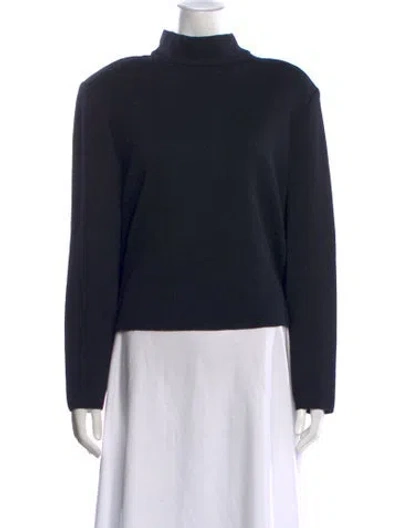 Pre-owned St John Wool Mock Neck Sweater In Black