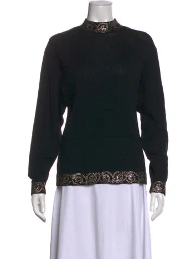 Pre-owned St John Wool Mock Neck Sweater In Black