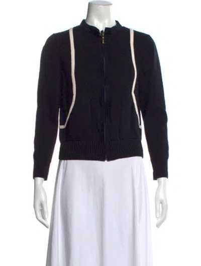 Pre-owned St John Wool Mock Neck Sweater In Black