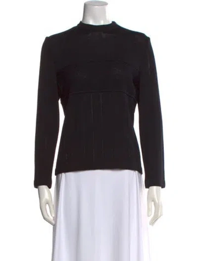 Pre-owned St John Wool Mock Neck Sweater In Black