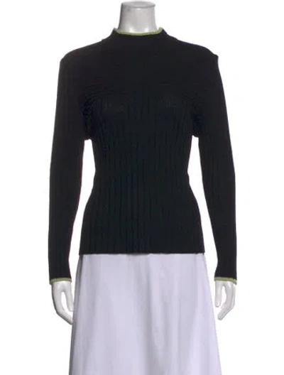 Pre-owned St John Wool Mock Neck Sweater In Black