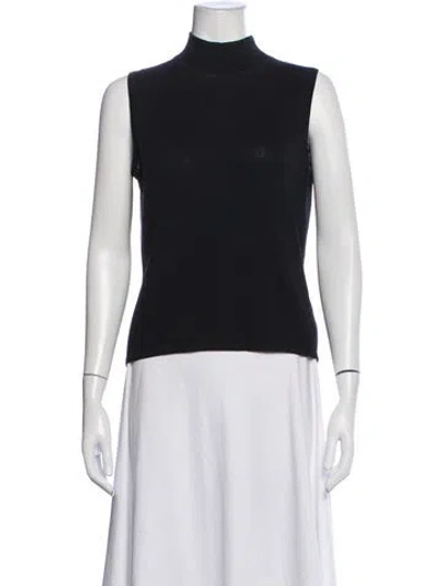 Pre-owned St John Wool Mock Neck Sweater In Black