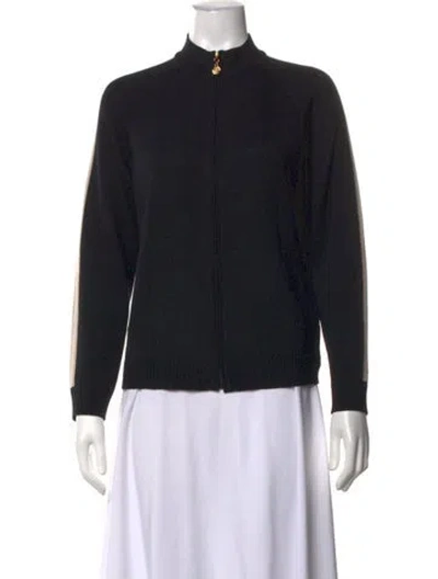 Pre-owned St John Wool Mock Neck Sweater In Black
