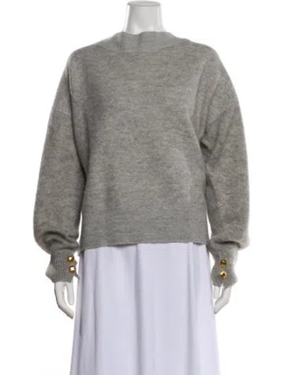 Pre-owned St John Wool Mock Neck Sweater In Blue