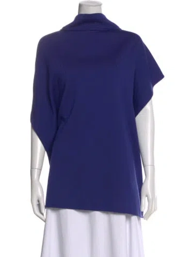 Pre-owned St John Wool Mock Neck Sweater In Blue