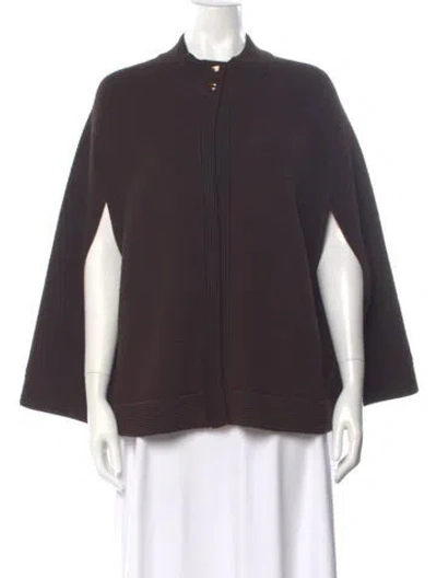 Pre-owned St John Wool Mock Neck Sweater In Brown