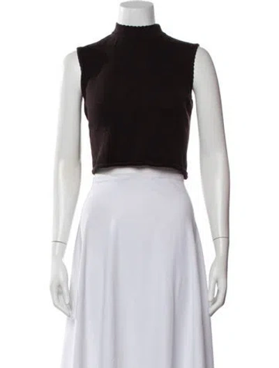 Pre-owned St John Wool Mock Neck Sweater In Brown