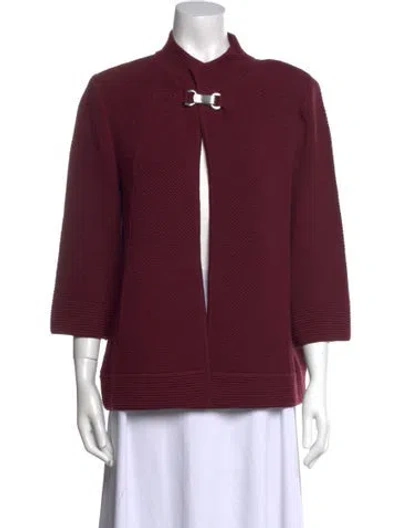 Pre-owned St John Wool Mock Neck Sweater In Burgundy