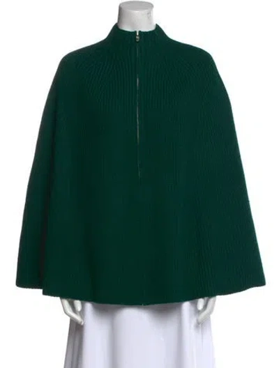 Pre-owned St John Wool Mock Neck Sweater In Green