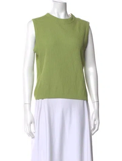 Pre-owned St John Wool Mock Neck Sweater In Green