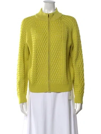 Pre-owned St John Wool Mock Neck Sweater In Green
