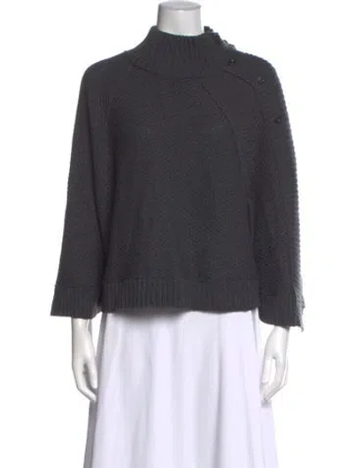 Pre-owned St John Wool Mock Neck Sweater In Grey