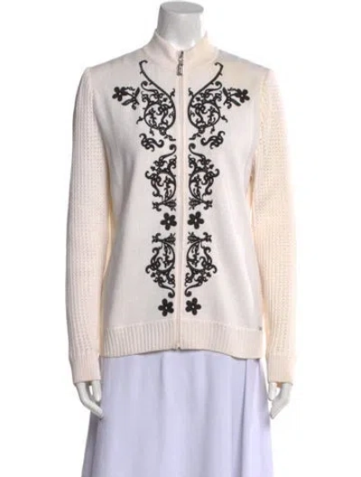 Pre-owned St John Wool Mock Neck Sweater In Neutral